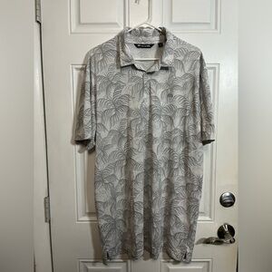 Travis Mathew Golf Polo XXL Gray Palm Leaf Performance Shirt
